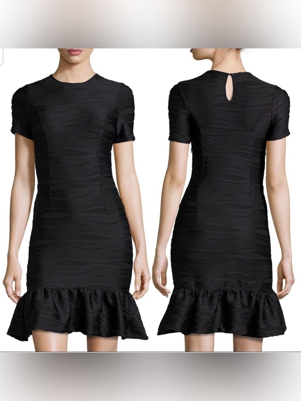 Opening Ceremony Black Short-Sleeve Crochet Dress